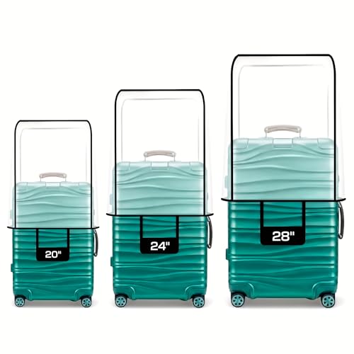 Image of MUTMAIN Pack of 3 Transparent Suitcase Cover Set of 3 with Zipper | Water & Dust Proof Anti-Scratch Luggage Bag Protector | Clear Travel Trolley, Suitcase & Luggage Bag Cover (20, 24 & 28 Inch)