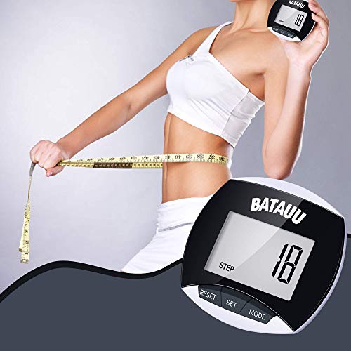 BATAUU Best Pedometer, Simply Operation Walking Running Pedometer with Calories Burned and Steps Counting(Black)