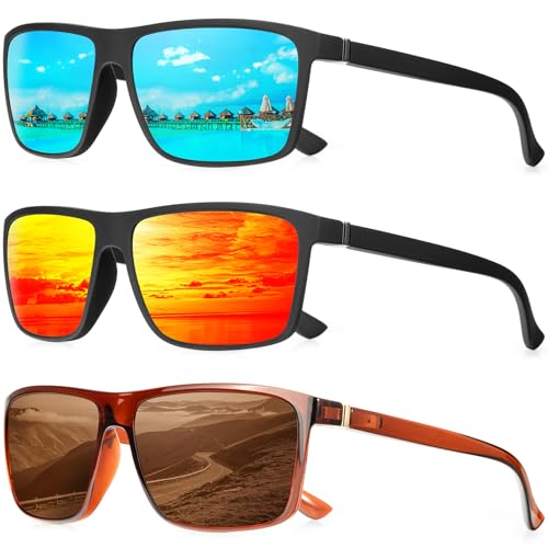 Image of Polarized Sunglasses for Men Rectangular Frame Men's Polarized Sunglasses Sports Sunglasses with UV400 Protection