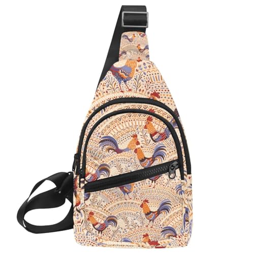Sac à dos à bandoulière Cock Rooster réglable pour homme et femme multicolore