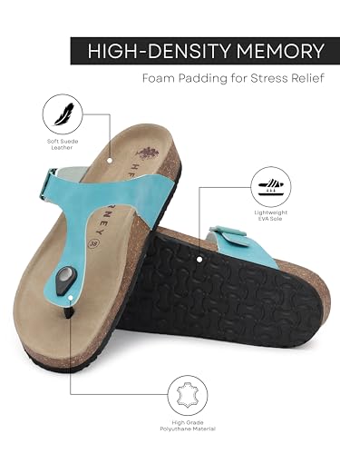 Image of HF JOURNEY Women's Cork Footbed Thong Sandal,Slip On Entry,(Size 36-41) PU, Casual Lounging Slipper, EVA Sole, Flat Heel, Anna Carina 2.0