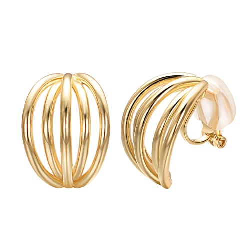 Yoursfs Silver Thick Hoop Earrings for Women Clip On Platinum Plated Non Pierced Ears Large Earring, Metal, No Gemstone