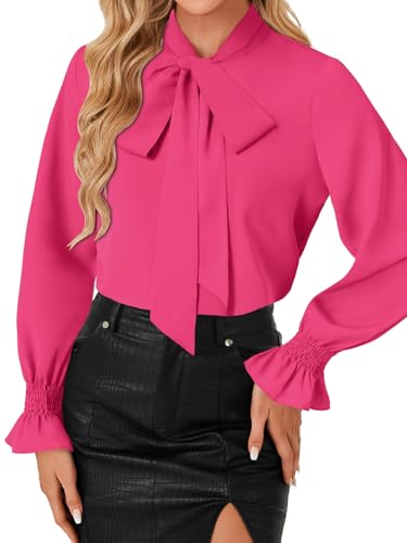 Image of LYANER Women's Bow Tie Neck Business Work Blouse