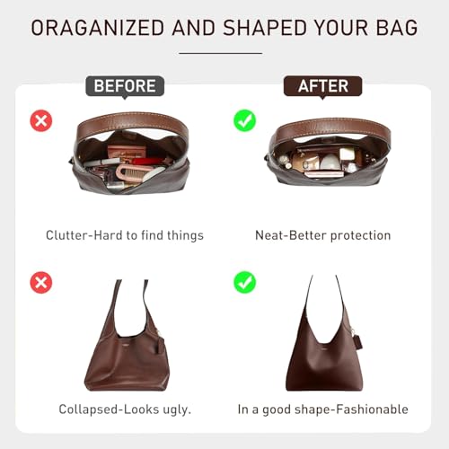 OAikor Purse Organizer Insert Compatible with Coach Brooklyn Shoulder Bag 28,Upgraded Lightweight Water-Resistant Dupontpaper Bag inner Shaper for Luxury Hobo Bags(28, White-Wine Red) - Image 4