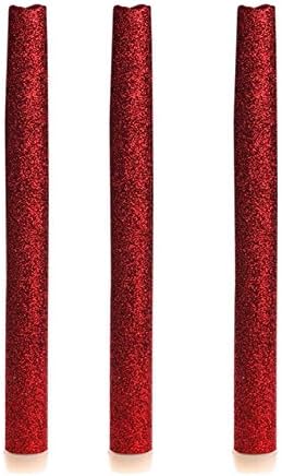 abcgo Taper Candle Led Candles With Timer Pillar Scented Light Candle For Wedding Birthday Decoration Party 12inch red 3pcs
