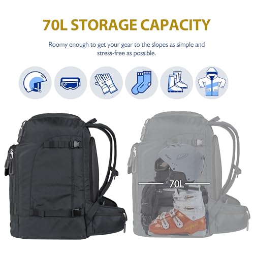Image of Unigear Ski Boot Bag Backpack for Helmet 50L /70L, Goggles, Gloves, Skis, Snowboard & Accessories