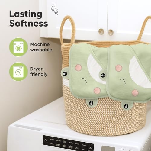 Image of KeaBabies Hooded Baby Towel for Newborn, Baby Bath Towels 2pk (Frog, 35x35)