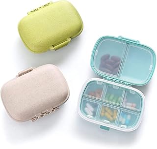 Folklyzo 3 Pack 8 Compartments Travel Pill Organizer Moisture Proof Small Pill Box