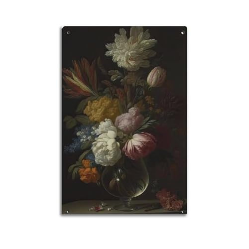 Affiches de fleurs sombres vintage - Impression sur toile pour salon 60x90cm