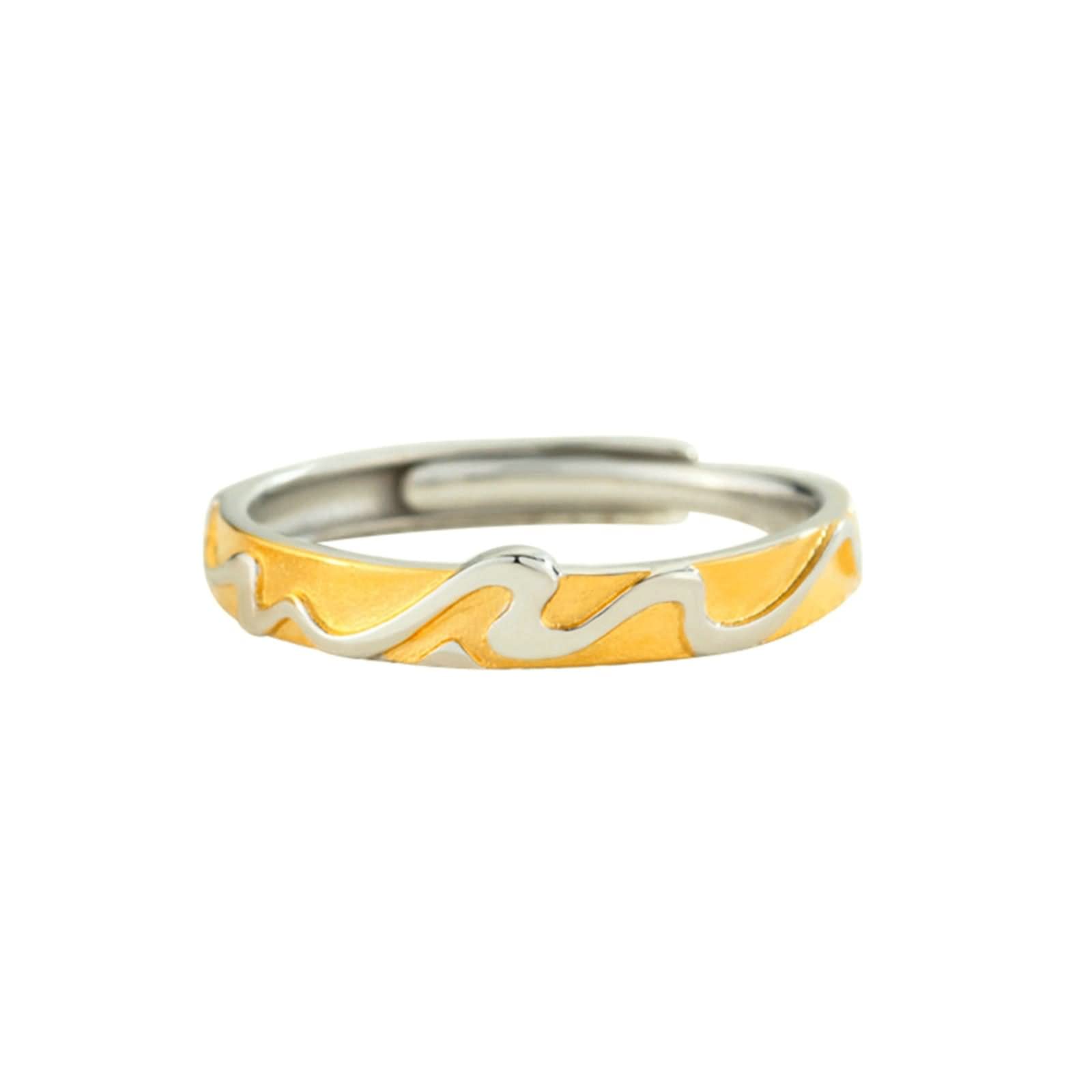 Sterling Silber Ringe Vintage, Sterling Silber Verlobungsring Wave Silber Gold Kleine Geschenksets für Frauen