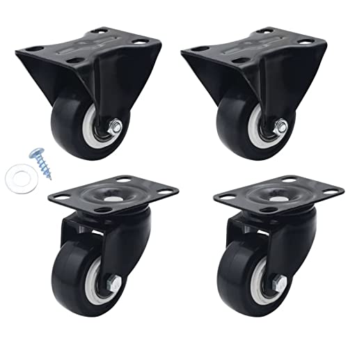 Roulettes pivotantes robustes 49 mm en polyuréthane avec plaque et vis lot de 4