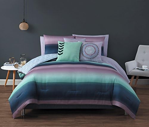 Avondale Manor Cypress 10 Piece Bed in a Bag Comforter Set, Queen, Navy