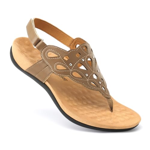 Image of Athlefit Orthopedic Sandals for Women Summer Adjustable Orthotic Thong Sandals with Arch Support
