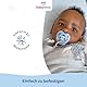 babynova Schnullerkette mit Clip - Schnullerhalter kompatibel mit Schnullern mit Ring - Kinderwagen Zubehör - BPA-frei - Blaue Punkte