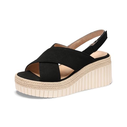Image of VICKI.VICKI Women's Raffia Platform Sandals, Open Toe Wedge Slides