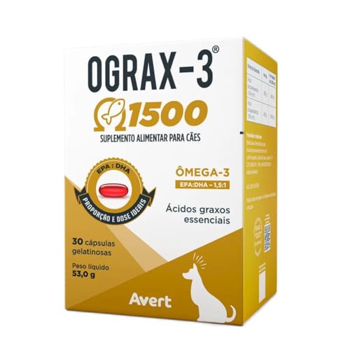 Ograx 3 1500 Ômega-3 Para Cães 30 Cápsulas Suplemento Avert