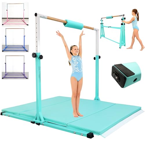 Image of Seliyoo Foldable Gymnastics Bar for Kids Teens Ages 3-18, 5FT /6FT Kip Training Bar -Sturdy Base for Home Training,Adjustable Height 35 inch to 59 inch for, 400 LBS Capacity,Anti-Slip Base & Easy Assembly