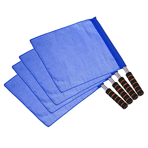 PATIKIL Referee Flag, 4 Pack Stainless Steel Pole Sponge Handle for Football Soccer Track and Field Sports Linesman Command Hand Signal, Blue