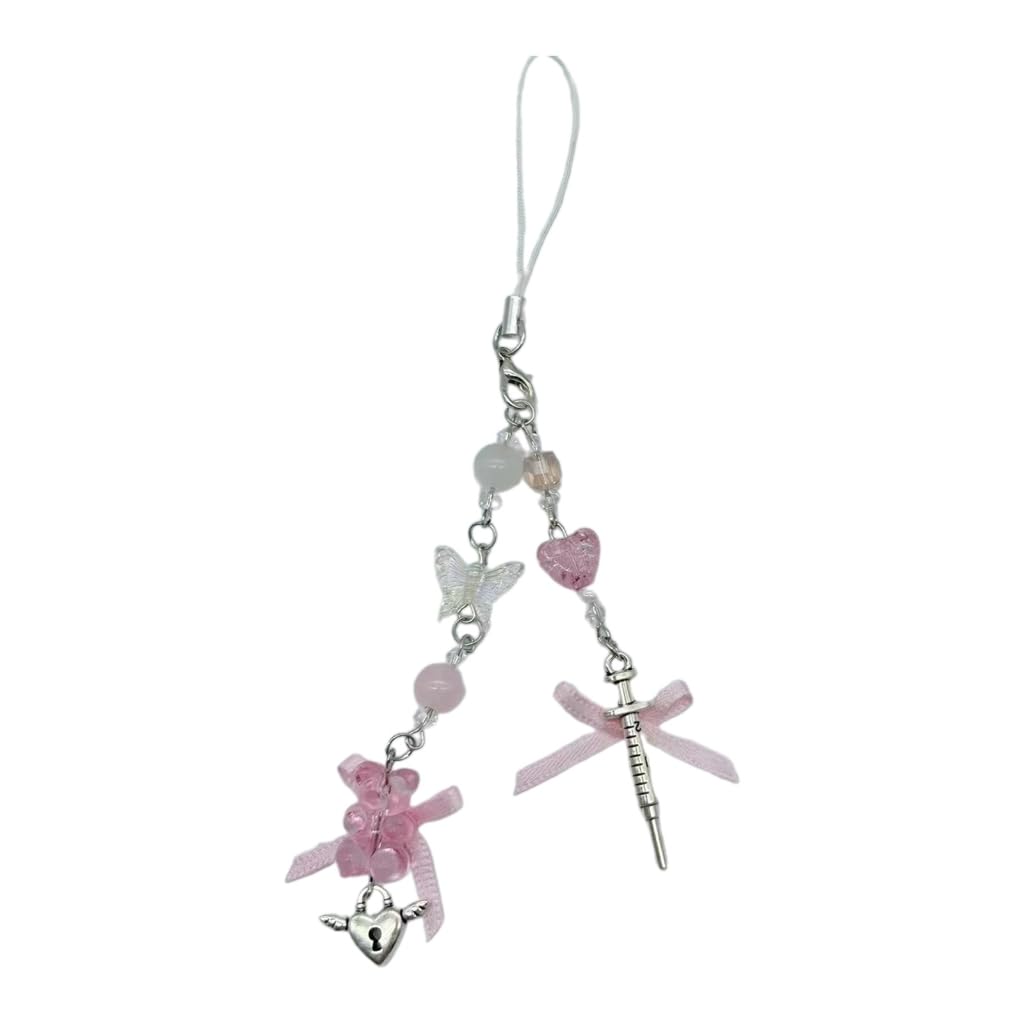 Bottone Eye Catching Bowknot Mobile Phone Lanyard Flower Embellishment Keychain Keyring Bag Accessory for Fashion Enthusiasts