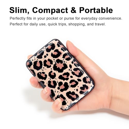 Image of Credit Card Holder, Metal Card Wallet RFID Blocking Mini Slim Aluminum Business Hard Card Case for Women Men (Leopard Skin Print)