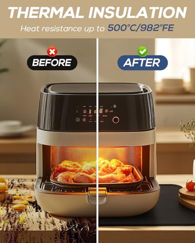 FIREWESS Tapete resistente al calor para freidora de aire, 2 Piezas almohadillas calientes para encimera de cocina, protector de encimera, Alfombrilla resistente 38 x 46 cm - imagen 3