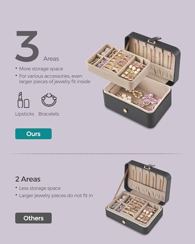 Image of SONGMICS Travel Jewelry Organizer, 2-Layer Portable Jewelry Box Case
