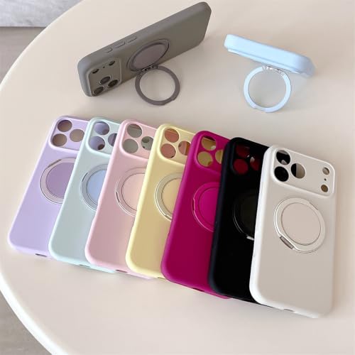 Coque protection silicone iPhone 16 jaune avec support - 6