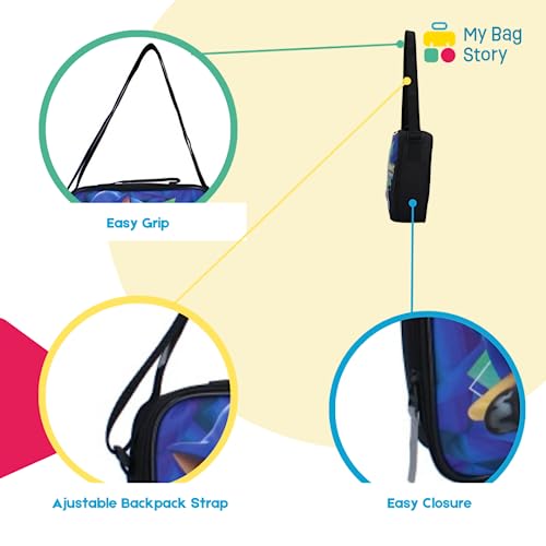 mybagstory - Lunchtasche – Sonic – Kinder – Schule – Grundschule – Kindergarten – Kindergarten – Kindergarten – Kindergarten – Mittagessen für Jungen – Größe 25 cm – verstellbare Träger, Schwarz , 25