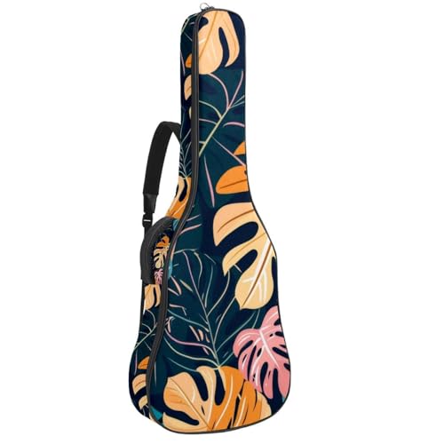 Housse guitare acoustique tropicale 42 pouces sac transport rembourré motif Monstera