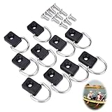 NIHOOOOH ユーティリティフック 方型Dリング 皮划艇用 10個セット M6ビス付き 荷掛けフック 吊り金具 車 フック 荷室用 キャラバン カスタムパーツ 車 インテリアバー対応 汎用 ヘビーデューティ