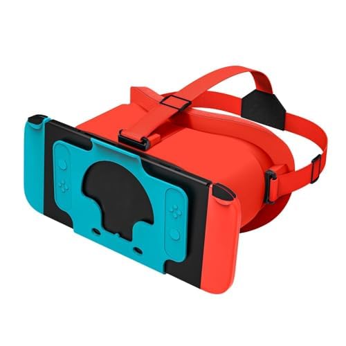 VR Headset Designed for Nintendo Switch & Switch OLED, VR Glasses with Adjustable HD Lenses, Head Strap, 3D Goggles for Nintendo Switch OLED (Red)