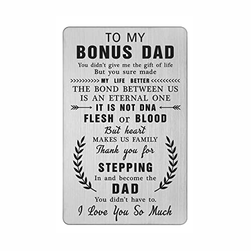 TANWIH Step Fathers Day Stepdad Gifts - Thank You for Stepping In - Stepfather Birthday Gifts, Bonus Step Dad Wallet Card