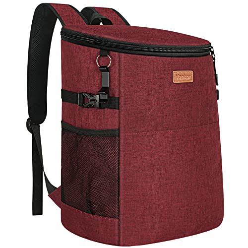 30-Can Cooler Backpack Wine Red — Budget Soft-Sided Insulated Backpack