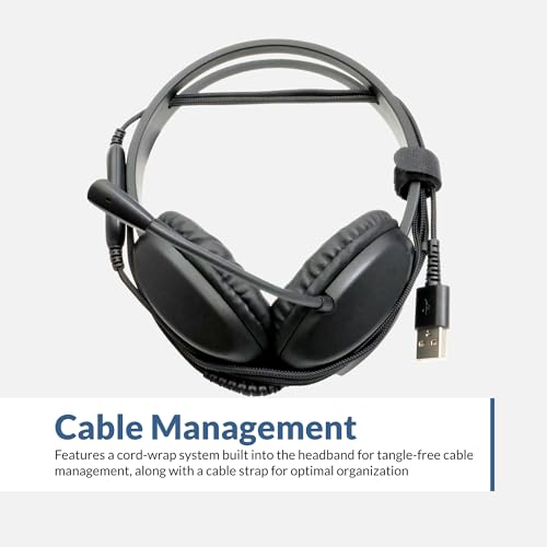 Image of Cyber Acoustics AC-4006 USB-A Stereo Headset with Microphone for PC, School & Work - Durable Wired Computer Headset with Clear Audio, Made with 60% Recycled Plastic
