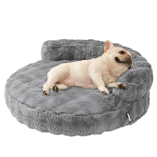 EHEYCIGA Round Dog Bed & Cat Sofa, Faux Fur, 30in, Grey