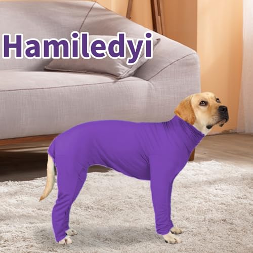 Image of Hamiledyi Dog Onesie Anti-Licking Dog Bodysuit Spay Surgical Recovery Suit for Dogs Pet Cone Alternative After Surgery Dog Shedding Suit for Female Male Neuter Dogs Claming Pajamas (Purple, Medium)