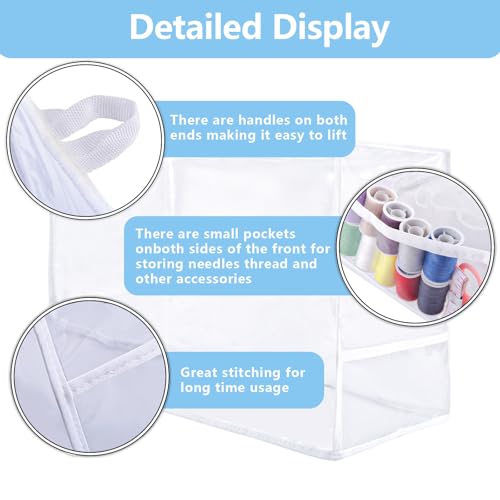 Sewing Machine Cover Dust Cover with Convenient Pockets,Clear Plastic Dustproof Transparent Resistant Protective Quilted Carrying Covers Accessories Universal for Most Standard Singer Brother Machine - Thumbnail 3