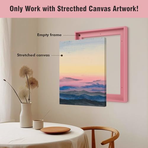 Image of 8x8 Pink Floating Frame for Canvas Painting Watercolor Art,0.9 inch Deep