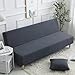 Funda de futón elástica con Todo Incluido Funda para sofá Cama sin Brazos Protector Antideslizante de Color sólido para sofá sin reposabrazos Universal -Gris oscuro-140-160cm