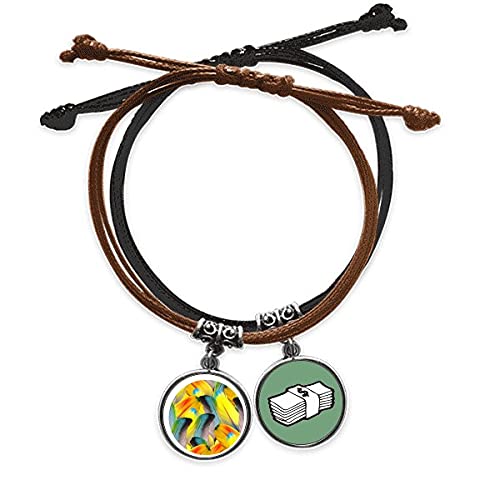 Pulsera de cuero con madera de diseño abstracto extraño artesanal