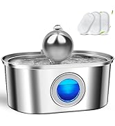 IDOGCHEW Water Fountain for Cat 108oz/3.2L Pet Stainless Steel Automatic Water Fountain Cats Drin...