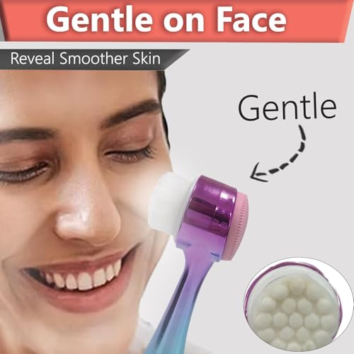 Image of TEMPERIA (1 pcs) 2 in 1 Silicone Face Scrubber Brush for Men & Women - Facial Massager Tool for Cleansing - Exfoliating Brush for Face Wash Scrub (MN01)