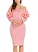 Sidefeel Women Long Sleeve Ruffle Off The Shoulder Bodycon Party Midi Dress Medium Pink