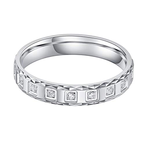 Unisex Comfort Fit Solid Sterling Silver 4mm Simulated Diamond Full Eternity Ring Patterned Wedding Band3