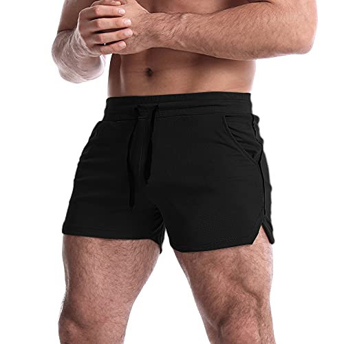 EVERWORTH Men's 5 Inch Inseam Workout Shorts Athletic Gym Shorts Bodybuilding Short Shorts Casual Running Shorts Black US S by EVERWORTH - Used condition - US$14.39