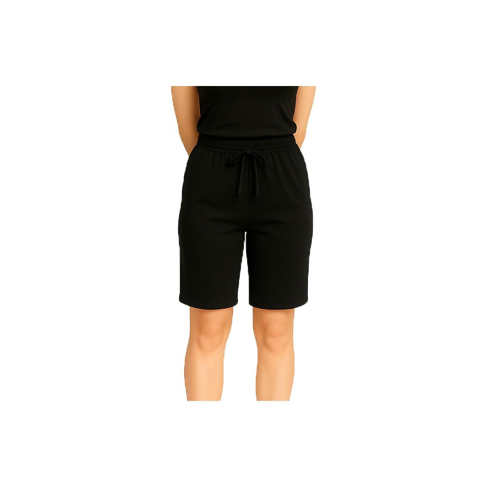 brand flex Womens Cotton Regular Wear Plain Shorts for Girls Black Single Pack-picture-23