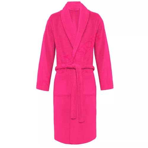 Unisex Egyptian Cotton Bath Robe 100% Luxury Terry Towelling Dressing Gown Soft Hooded or Shawl Neck Loungewear Housecoat for Men Women- Shawal Fuchsia