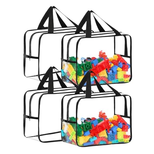 4 bolsas de almacenamiento para juguetes transparentes con asas 2