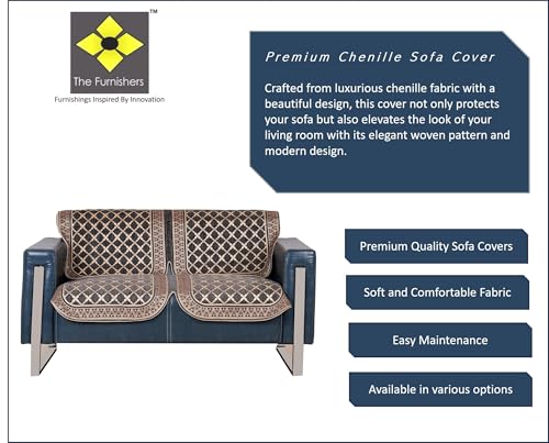 Image of Premium Chenille Woven Anti-Slip 2 Seater Sofa Cover | L-Shape Sofa Seat Protector for Living Room | Durable & Stylish Slipcover - Dark Grey