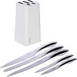 Kitchen Knife Set with Wooden Block by Montaig - Premium Quality 5 piece Stainless Steel Luxury Stylish Knives